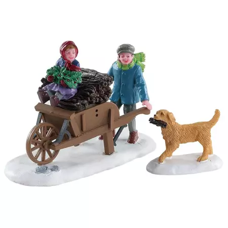 Lemax gathering kindling s/2 kerstdorp figuur type 4 Caddington Village 2018
