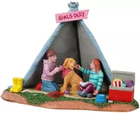 Lemax girls backyard camping kerstdorp tafereel 2021 - afbeelding 1