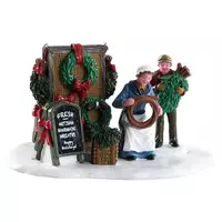 Lemax handmade wreaths kerstdorp tafereel Caddington Village 2018 - afbeelding 1