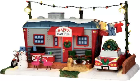 Lemax happy camper verlicht kerstdorp tafereel Vail Village 2016 - afbeelding 1