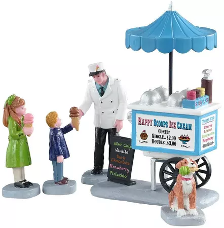 Lemax happy scoops ice cream cart, s/5 kerstdorp figuur type 6 Caddington Village 2021