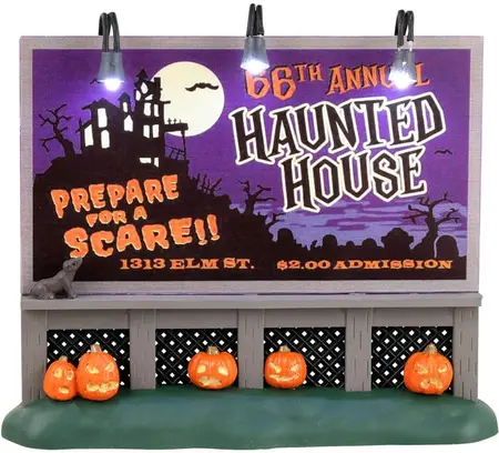 Lemax haunted house billboard verlichte accessoire Spooky Town 2023