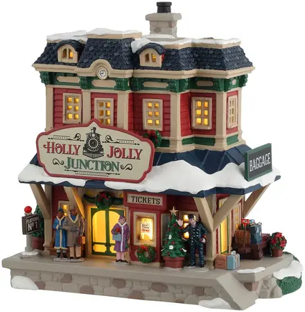 Lemax holly jolly junction verlicht kersthuisje Caddington Village 2025 - afbeelding 2
