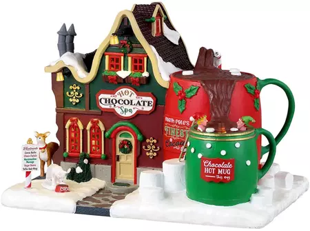 Lemax hot chocolate spa verlicht kersthuisje Santa's Wonderland 2023 - afbeelding 1