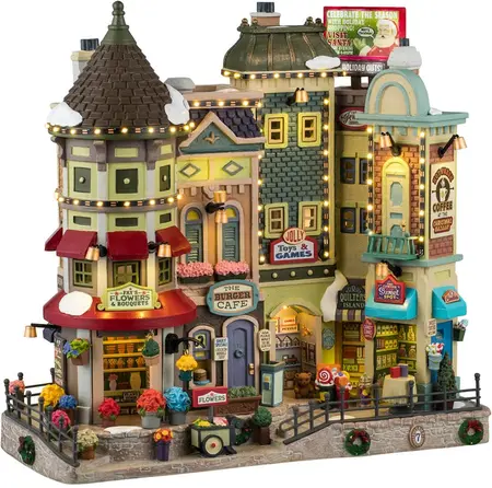 Lemax jingle bell bazaar verlichte facade Caddington Village 2024 - afbeelding 1