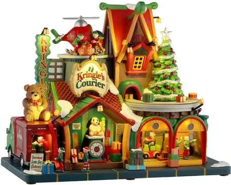 Lemax kringle's courier bewegend kersthuisje Santa's Wonderland 2025 - afbeelding 2