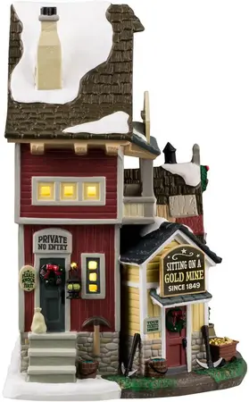 Lemax lazy gorge gems & gold mine verlicht kersthuisje Vail Village 2024 - afbeelding 2
