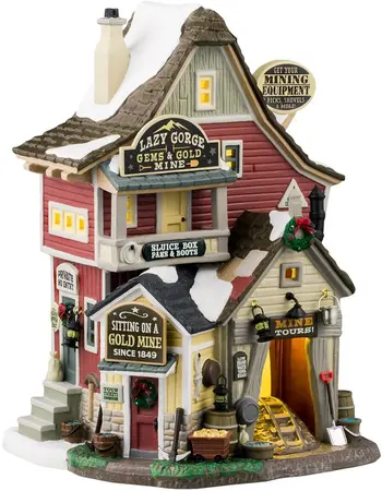 Lemax lazy gorge gems & gold mine verlicht kersthuisje Vail Village 2024 - afbeelding 1