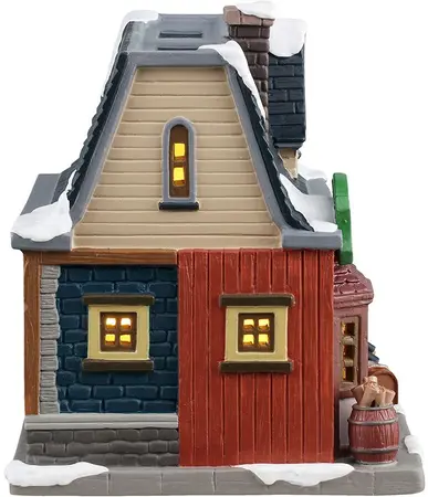 Lemax leo's leatherworks & repairs verlicht kersthuisje Vail Village 2025 - afbeelding 3
