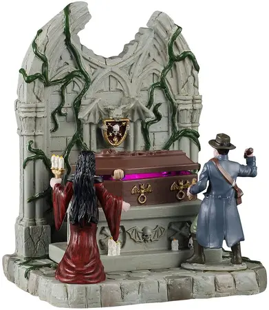 Lemax lighted coffin bewegend tafereel Spooky Town 2026