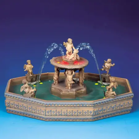 Lemax lighted village square fountain bewegend kerstdorp tafereel 2001 - afbeelding 1
