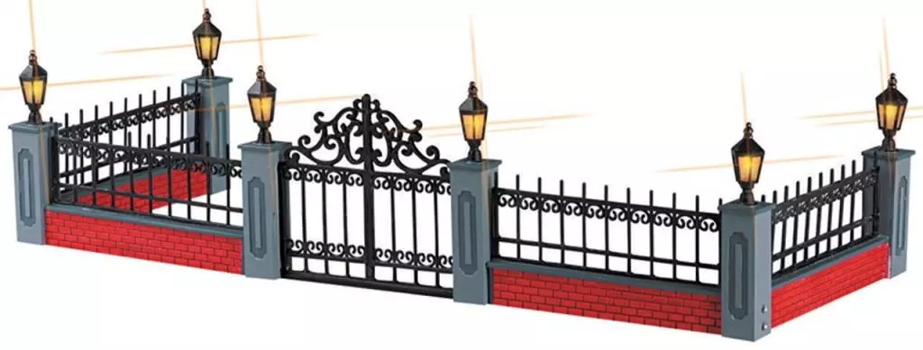 Lemax lighted wrought iron fence s/5 verlichte kerstdorp accessoire 2005