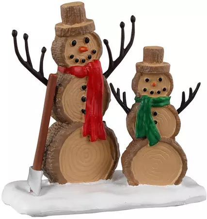Lemax log snowmen kerstdorp accessoire Vail Village 2023