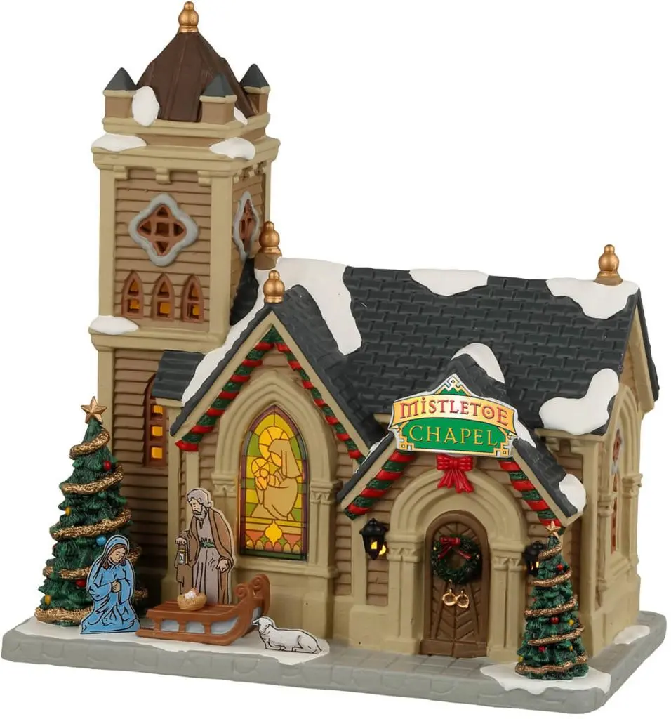 Lemax Mistletoe Chapel #25917 - Lighted Christmas Village Building With Nativity Scene