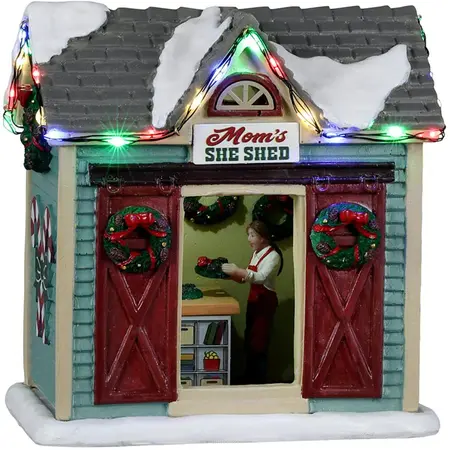 Lemax mom’s she shed verlicht kerstdorp tafereel Harvest Crossing 2022 - afbeelding 1