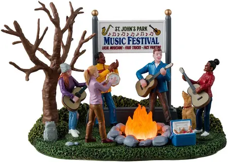 Lemax music festival verlicht kerstdorp tafereel 2024 - afbeelding 1