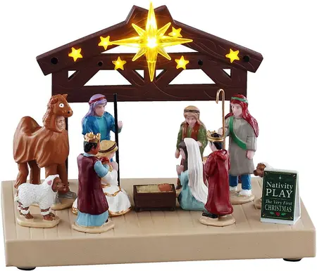 Lemax nativity play verlicht kerstdorp tafereel 2026 - afbeelding 1
