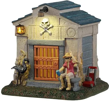 Lemax next tomb neighbor verlicht tafereel Spooky Town 2025