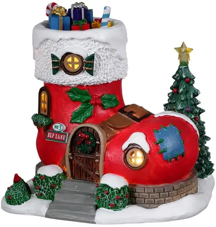 Lemax no. 3 elf lane verlicht kerstdorp tafereel Santa's Wonderland 2022 - afbeelding 1