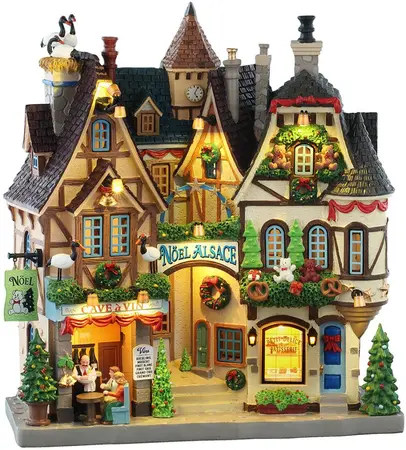 Lemax noel alsace verlichte facade Caddington Village 2025 - afbeelding 2