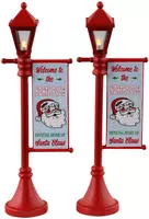 Lemax north pole lamppost, set of 2 verlichte straatlantaarn Santa's Wonderland 2023