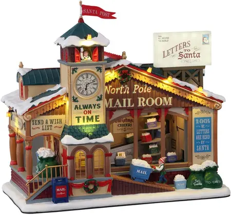Lemax north pole mail room bewegend kersthuisje Santa's Wonderland 2021