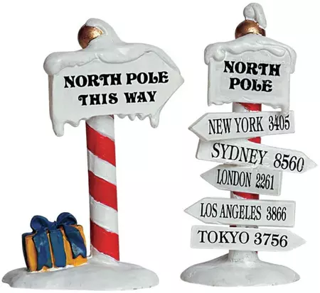 Lemax north pole signs s/2 kerstdorp accessoire Santa's Wonderland 2006