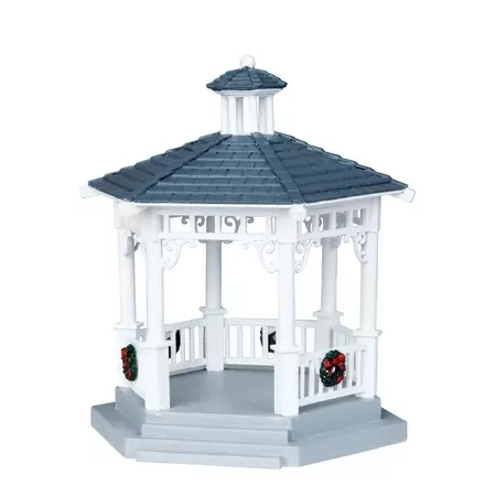 Lemax plastic gazebo with decorations kerstdorp tafereel 2010