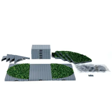 Lemax plaza system (grey, round grass) 24 pcs kerstdorp accessoire 2016 - afbeelding 1