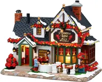 Lemax poinsettia lane bed & breakfast verlicht kersthuisje Caddington Village 2026
