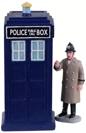 Lemax police call box s/2 kerstdorp tafereel Caddington Village 2020 - afbeelding 2