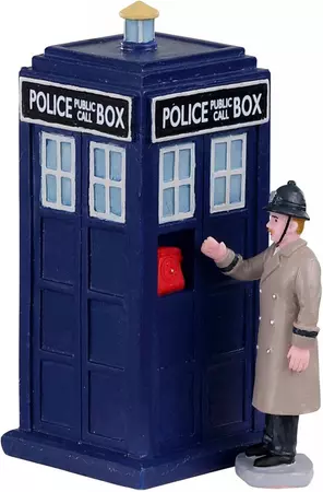 Lemax police call box s/2 kerstdorp tafereel Caddington Village 2020 - afbeelding 1