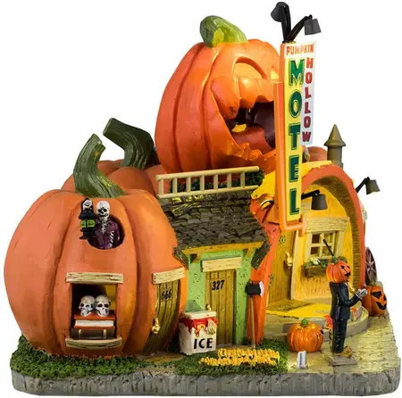 Lemax pumpkin hollow motel verlicht huisje Spooky Town 2024 - afbeelding 2