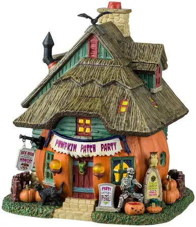 Lemax pumpkin patch party verlicht huisje Spooky Town 2024 - afbeelding 1