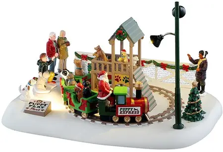 Lemax puppy play park bewegend kerstdorp tafereel 2025 - afbeelding 1