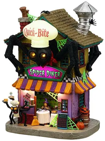 Lemax quick-bite spider diner verlicht huisje Spooky Town 2025