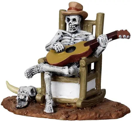 Lemax rocking chair skeleton halloween figuur Spooky Town 2012