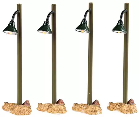 Lemax rustic street lamp s/4 verlichte straatlantaarn 2005
