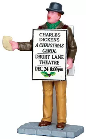 Lemax sandwich board man kerstdorp figuur type 1 Caddington Village 2014