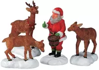 Lemax santa feeds reindeer s/4 kerstdorp figuur type 4 2005