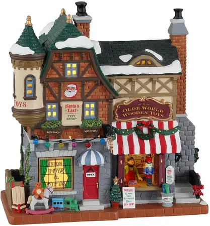 Lemax santa's list toy shop verlicht kersthuisje Caddington Village 2022 - afbeelding 1