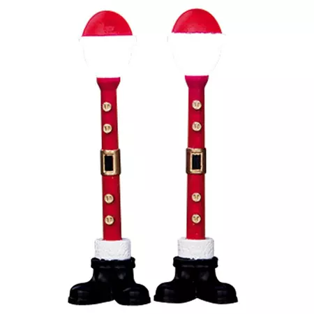 Lemax santa street lamp s/2 verlichte kerstdorp accessoire Santa's Wonderland 2016 - afbeelding 2