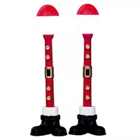 Lemax santa street lamp s/2 verlichte kerstdorp accessoire Santa's Wonderland 2016 - afbeelding 2