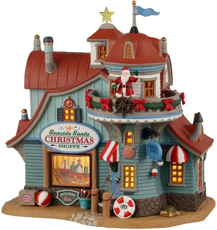 Lemax seaside santa christmas shoppe verlicht kersthuisje Plymouth Corners 2022 - afbeelding 1