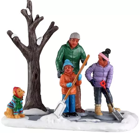 Lemax shoveling the driveway kerstdorp tafereel Harvest Crossing 2022