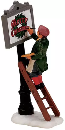 Lemax sign painter kerstdorp figuur type 3 Caddington Village 2001
