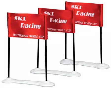 Lemax ski racing flag s/3 kerstdorp accessoire Vail Village 2014
