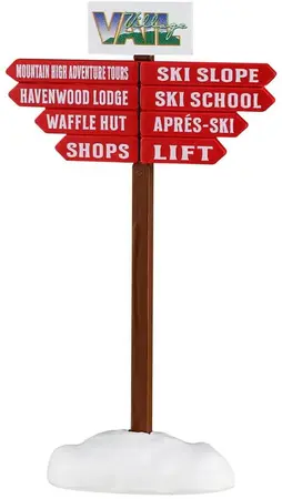 Lemax ski slope sign kerstdorp accessoire Vail Village 2026