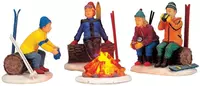 Lemax skiers' camp fire s/4 verlichte kerstdorp accessoire 2000