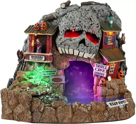 Lemax skull cave quarry tafereel Spooky Town met rook effecten 2021
